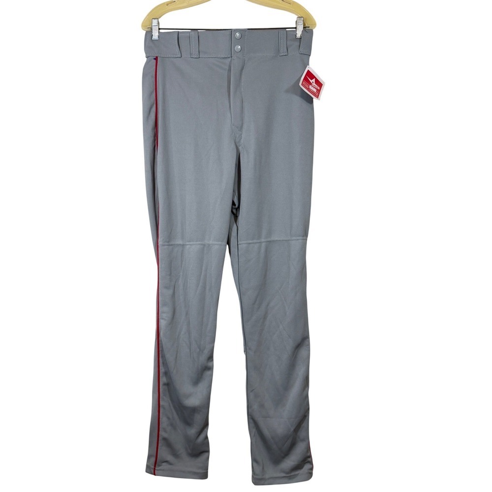NEW All-Star Baseball Pants Adult Mens Medium Gray Red Piping Side Stripe